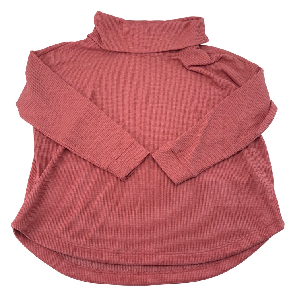 Lou & Grey Pink Waffle Knit Cowl Neck Pullover Top XL 5868